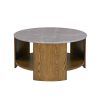 Round Mixed Material Coffee Table with Shelf