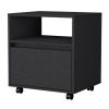 Black 1-Drawer Nightstand