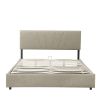 Full Upholstered Platform Bed with Lifting Storage, Full Size Bed Frame with Storage and Tufted Headboard,Wooden Platform Bed for Kids Teens Adults
