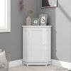 White Bathroom Cabinet Triangle Corner Storage Cabinet with Adjustable Shelf Modern Style MDF Board (Old SKU:WF291477AAK)
