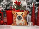 Balinese Cat in Fall Leaves Throw Pillow Machine Washable, Indoor Outdoor Decorative Pillow for Couch, Bed or Patio, 14Hx14W