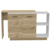White and Light Oak 4-Shelf 6-Door 2-piece Kitchen Set, Kitchen Island and Upper Wall Cabinet