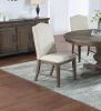 Traditional Formal 2pc Side Chairs Upholstered Back Oak Finish Wooden Legs Dining Room Furniture Nailhead Trims Dining Chairs