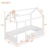 {Slats are not included}Twin Size Wood Bed House Bed Frame with Fence,for Kids,Teens, Girls,Boys {White}{OLD SKU:WF194274AAK}