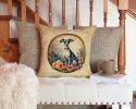 Italian Greyhound and Flowers Throw Pillow Machine Washable, Indoor Outdoor Decorative Pillow for Couch, Bed or Patio, 14Hx14W