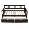 Full Size Daybed Wood Bed with Two Drawers,Espresso(OLD SKU:LP000058AAP)