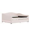 Teddy Fleece Full Size Upholstered Daybed with Light and Trundle, Beige