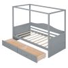 Twin Size Canopy Day Bed with 2 Drawers, Gray