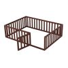 Full Size Wood Daybed Frame with Fence, Walnut