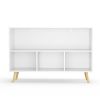 Kids bookcase with Collapsible Fabric Drawers, Children's Book Display, Toy Storage Cabinet Organizer, White+Gray
