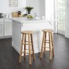 Natural Wood Backless Bar Stool, Fully Assembled, 29" High