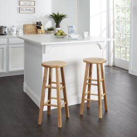 Natural Wood Backless Bar Stool, Fully Assembled, 29" High