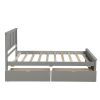 Practical Twin-Size Platform Storage Bed, Two Easy-Move Drawers with Wheels, Modern Gray Frame