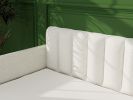 Flora Upholstered Daybed with 2 Drawers, Twin, Ivory Boucle, Ribbed Tufted Backrest, Daybed in Lavish Modern Design