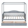 Twin Size Canopy Day Bed with 2 Drawers, Gray