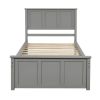 Practical Twin-Size Platform Storage Bed, Two Easy-Move Drawers with Wheels, Modern Gray Frame