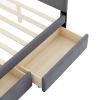 Queen-Size Linen Upholstered Platform Bed, Chic Headboard, Two Handy Drawers, Sophisticated Gray