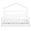 Wooden Full Size House Bed with 2 Drawers,Kids Bed with Storage Shelf, White