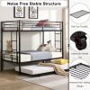 Over Twin Bunk Bed Frame with Trundle,Metal Bunkbed with Sturdy Guard Rail and 2 sideLadders for Kids/Adults,Can be Divided Into Two Beds