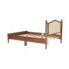3 Pieces Bedroom Set with Full Size Wooden Bed Frame, 1 Vintage Nightstand and 1 Makeup Vanity Set with Stool,Walnut (Expected Arrival Time: 08.23)