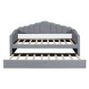Twin size Upholstered Daybed with Trundle ,Velvet Sofabed with USB Charging Ports,No Box-spring Needed,Gray