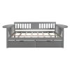 Full size Daybed with Two Drawers, Wood Slat Support, Gray
