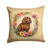 American Water Spaniel and Flowers Throw Pillow Machine Washable, Indoor Outdoor Decorative Pillow for Couch, Bed or Patio, 14Hx14W