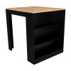 Tanna Kitchen Counter Dining Table ,Two Legs, Three Side Shelves -Black / Pine