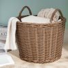 Joseph Round Cone Woven Resin Wicker Basket with Handles - 16" x 16" x 14.5" - Chocolate Brown - For Clothes, Towels, Canvas, Toys