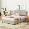 Full Upholstered Platform Bed with Lifting Storage, Full Size Bed Frame with Storage and Tufted Headboard,Wooden Platform Bed for Kids Teens Adults