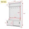 Hall Tree with Top Shelf and Storage Bench, Hallway Shoe Cabinet with Sliding Doors, Coat Rack with 5 Hanging Hooks for Entryways Hallways,White