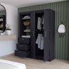 Black 3-Drawer Armoire
