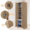 Storage Cabinet with Two Doors for Bathroom, Office, Adjustable Shelf, MDF Board, Brown (Old Sku:WF302824AAD)