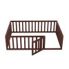 Full Size Wood Daybed Frame with Fence, Walnut