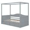 Twin Size Canopy Day Bed with 2 Drawers, Gray
