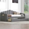 Twin size Upholstered Daybed with 2 Drawers ,Velvet Sofabed with USB Charging Ports,No Box-spring Needed,Gray