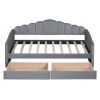 Twin size Upholstered Daybed with 2 Drawers ,Velvet Sofabed with USB Charging Ports,No Box-spring Needed,Gray
