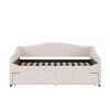 Teddy Fleece Full Size Upholstered Daybed with Light and Trundle, Beige