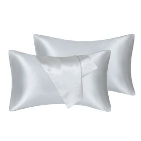 75D Satin Artificial Silk Pillowcase (Option: Silver-Queen 20X30in)