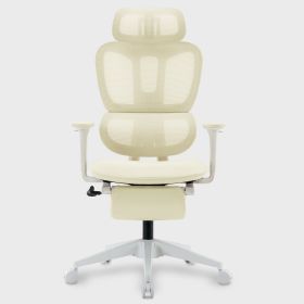 Multi-functional Ergonomic Mesh Office Chair with Adjustable Armrest,Footrest,Lumbar Support, 360°  Silent Wheels,Headrest for Home & Office (Color: apricot)