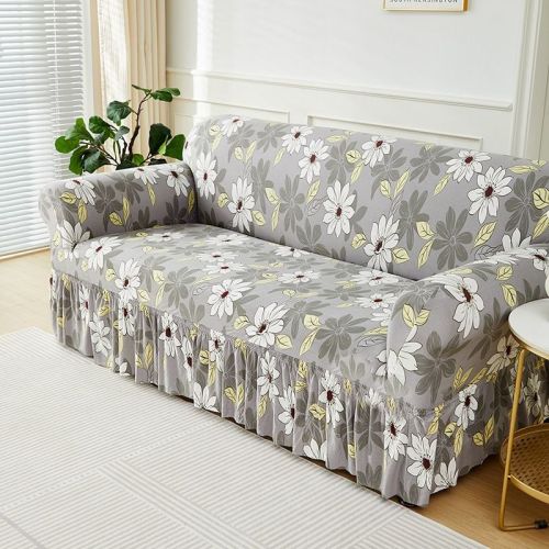 Protector Elastic Sofa Cover With Skirt Dustproof Sofa Cover Furniture Non-slip For Living Room Bedroom Office Home Decor