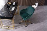 Modern Velvet Adjustable Height 360 Revolving Home Office Chair With Gold Metal Legs And Universal Wheel For Indoor