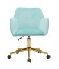 Modern Velvet Adjustable Height 360 Revolving Home Office Chair With Gold Metal Legs And Universal Wheel For Indoor
