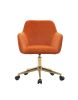 Modern Velvet Adjustable Height 360 Revolving Home Office Chair With Gold Metal Legs And Universal Wheel For Indoor