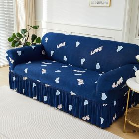 Furniture Protector For Living Room Bedroom Office Home Decor Elastic Sofa Cover With Skirt Dustproof Non-slip Sofa Cover (Color: 6, Specification: 4-Seater-235-300cm)