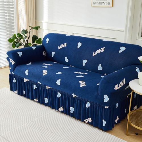 Furniture Protector For Living Room Bedroom Office Home Decor Elastic Sofa Cover With Skirt Dustproof Non-slip Sofa Cover
