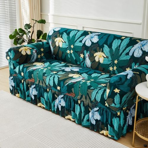 Protector Elastic Sofa Cover With Skirt Dustproof Sofa Cover Furniture Non-slip For Living Room Bedroom Office Home Decor