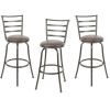 3 Pack Adjustable 24" or 29" Bronze Ladder Back Swivel Barstool, Espresso Vegan Leather Seat
