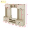 4-in-1 Detachable Hall Tree with Storage and 7 Hooks, Multiple Functions Hallway Coat Rack with Storage Drawers and Cabinet