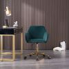 Modern Velvet Adjustable Height 360 Revolving Home Office Chair With Gold Metal Legs And Universal Wheel For Indoor
